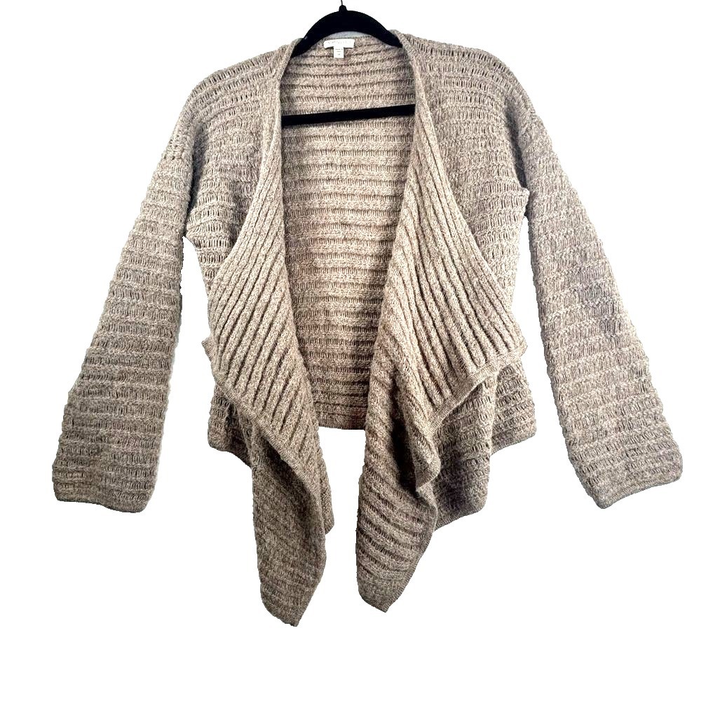 GARNET HILL Chunky Cardigan Sweater Knit Beige 100% Alpaca Wool Lagenlook Sz M